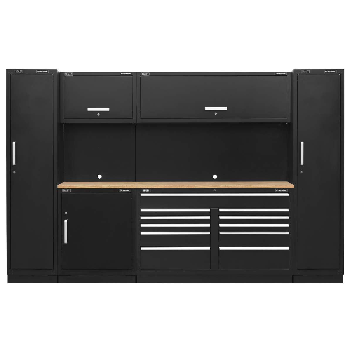 Premier™ Storage System with Hardwood Worktop 3.55m