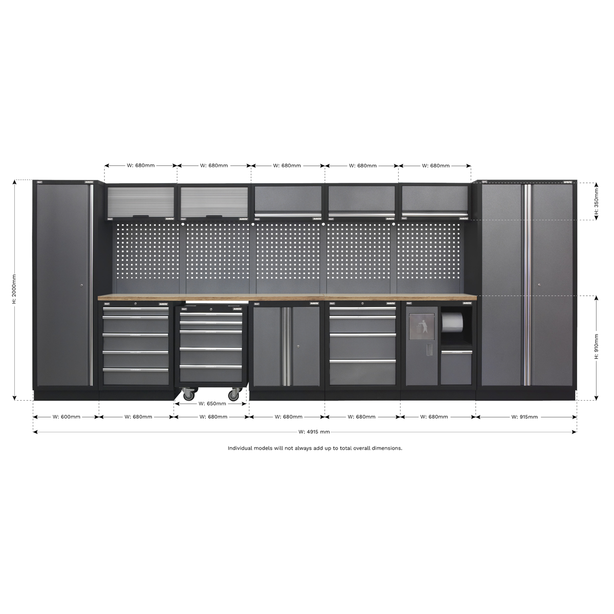 Superline PRO® Storage System with Wood Worktop 4.92m