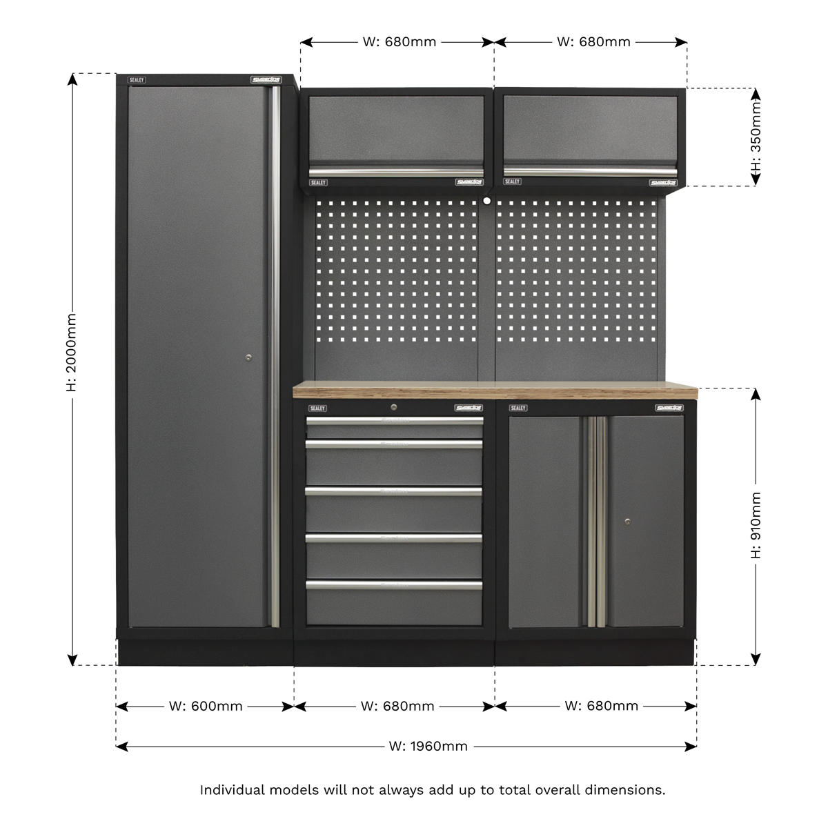 Superline PRO® Storage System with Wood Worktop 1.96m