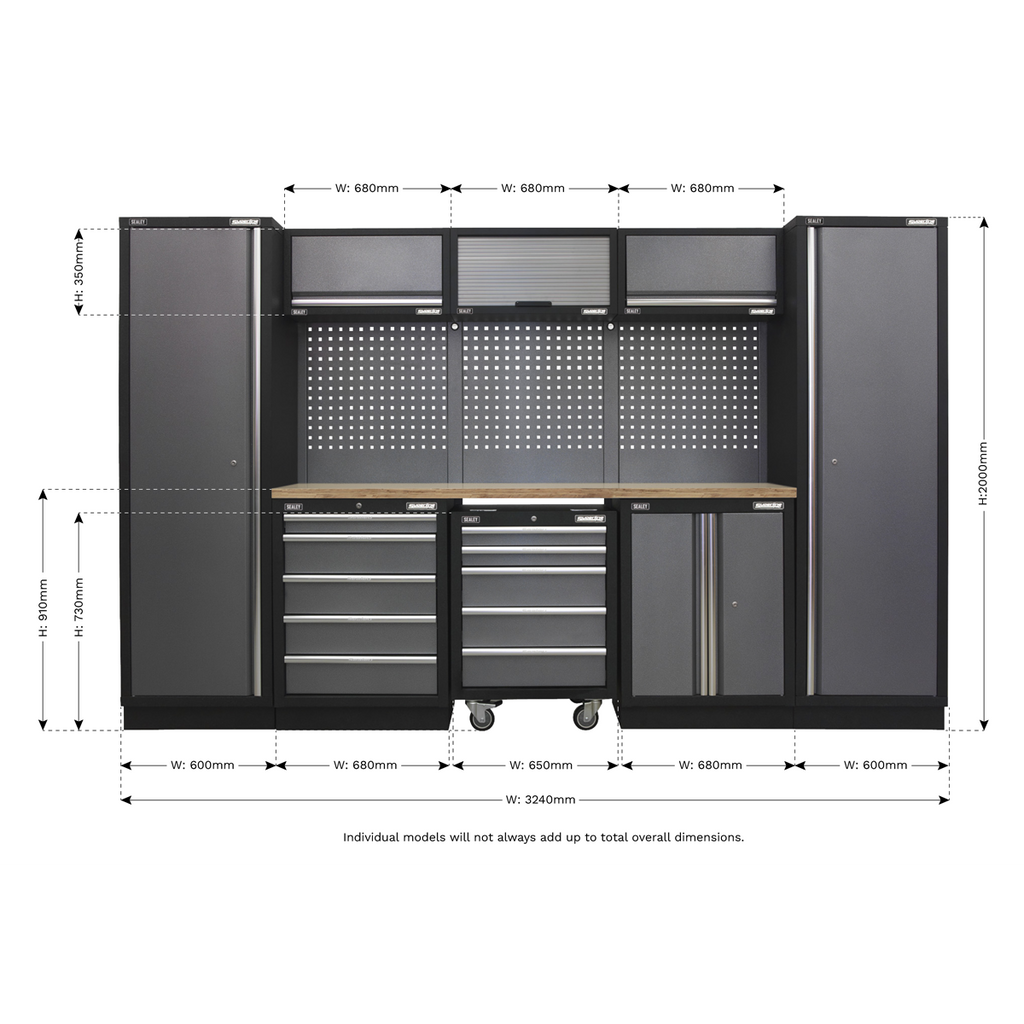 Superline PRO® Storage System with Wood Worktop 3.24m
