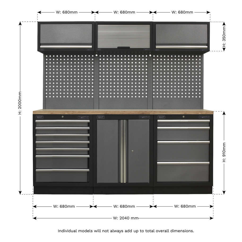 Superline PRO® Storage System with Wood Worktop 2.04m