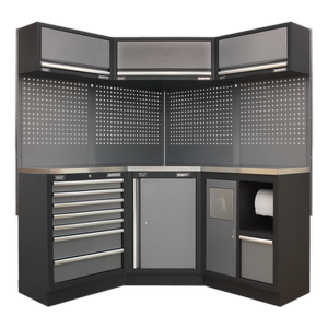 Superline PRO® Corner Storage System with Stainless Worktop 1.55m