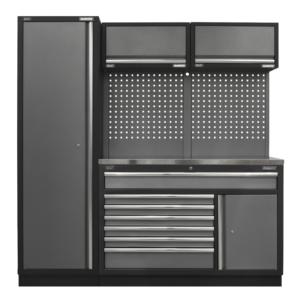 Superline PRO® Storage System with Stainless Steel Worktop 1.96m