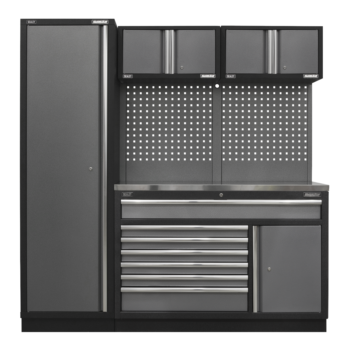 Superline PRO® Storage System with Stainless Steel Worktop 1.96m