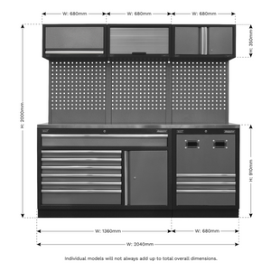 Superline PRO® Modular Storage System Combo with Stainless Steel Worktop
