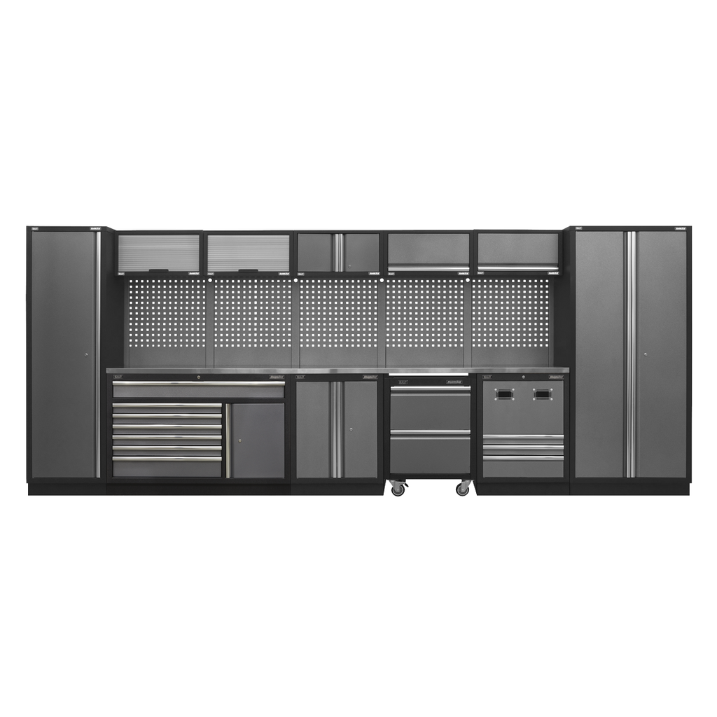 Superline PRO® Storage System with Stainless Steel Worktop 4.92m