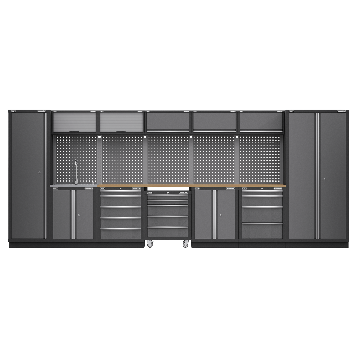 Superline PRO® Storage System with Pressed Wood Worktop 4.92m