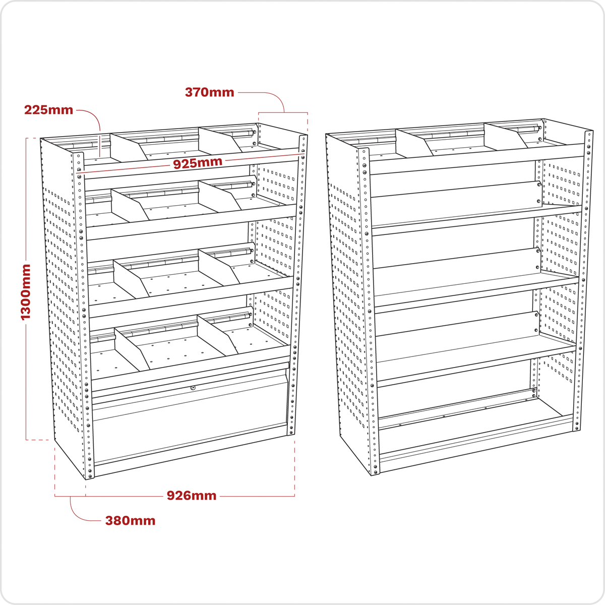 Superline PRO® Modular Van Storage System Set 1.85m