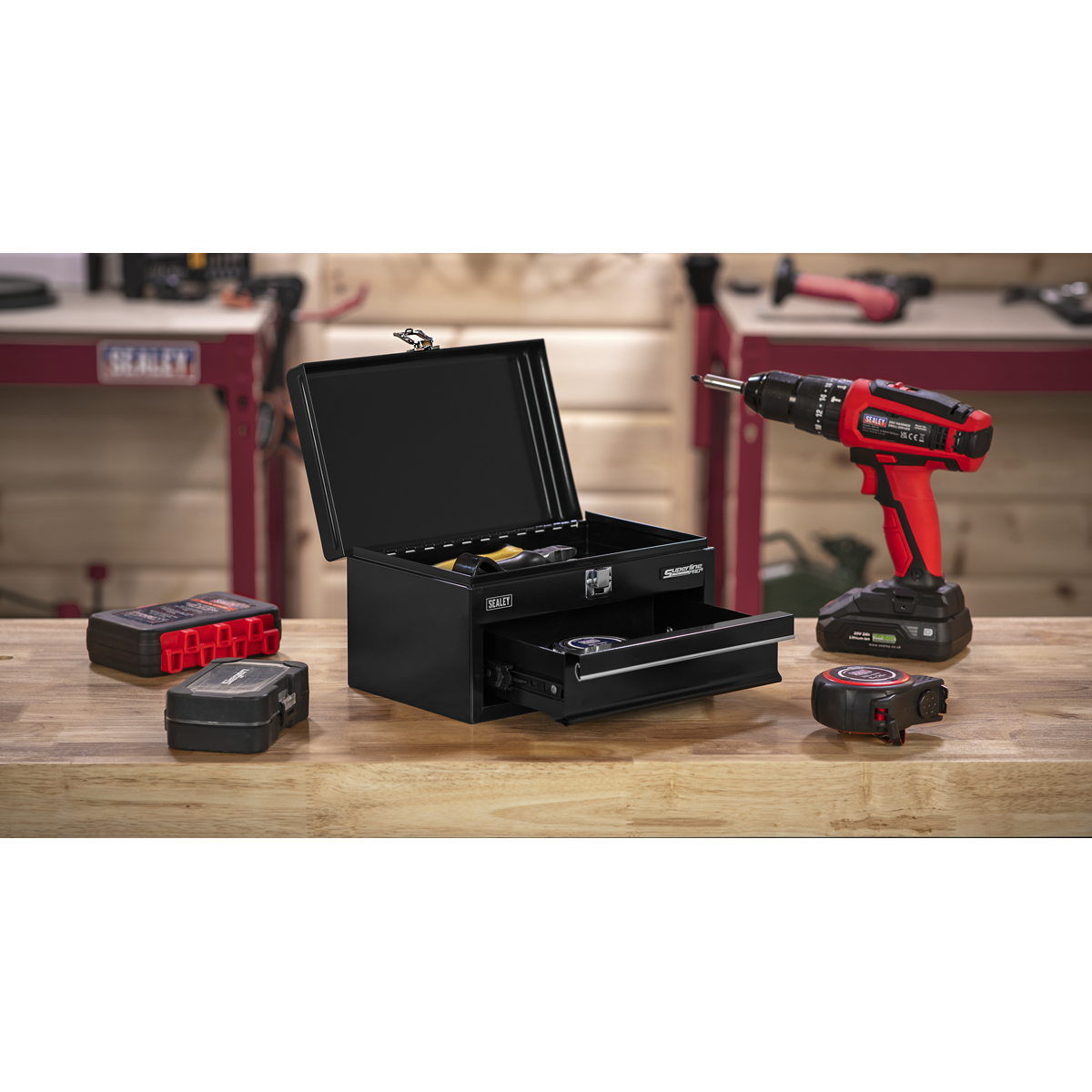 Superline PRO® Mini Toolbox with Drawer, Black (APMTB2)