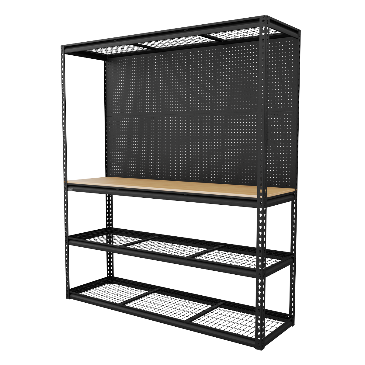 Heavy-Duty Modular Workbench with Racking & Pegboard 1820mm 300kg Capacity Per Level