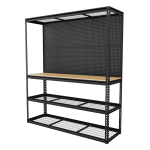 Heavy-Duty Modular Workbench with Racking & Pegboard 1820mm 300kg Capacity Per Level