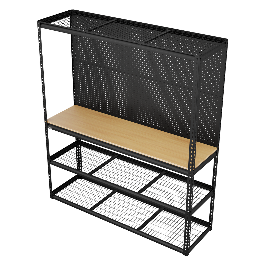 Heavy-Duty Modular Workbench with Racking & Pegboard 1820mm 300kg Capacity Per Level