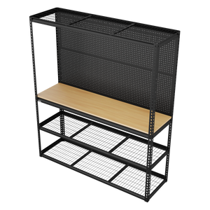 Heavy-Duty Modular Workbench with Racking & Pegboard 1820mm 300kg Capacity Per Level