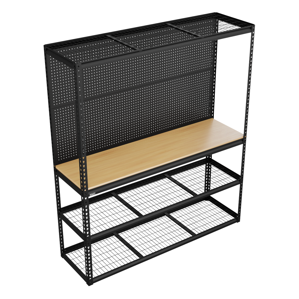 Heavy-Duty Modular Workbench with Racking & Pegboard 1820mm 300kg Capacity Per Level