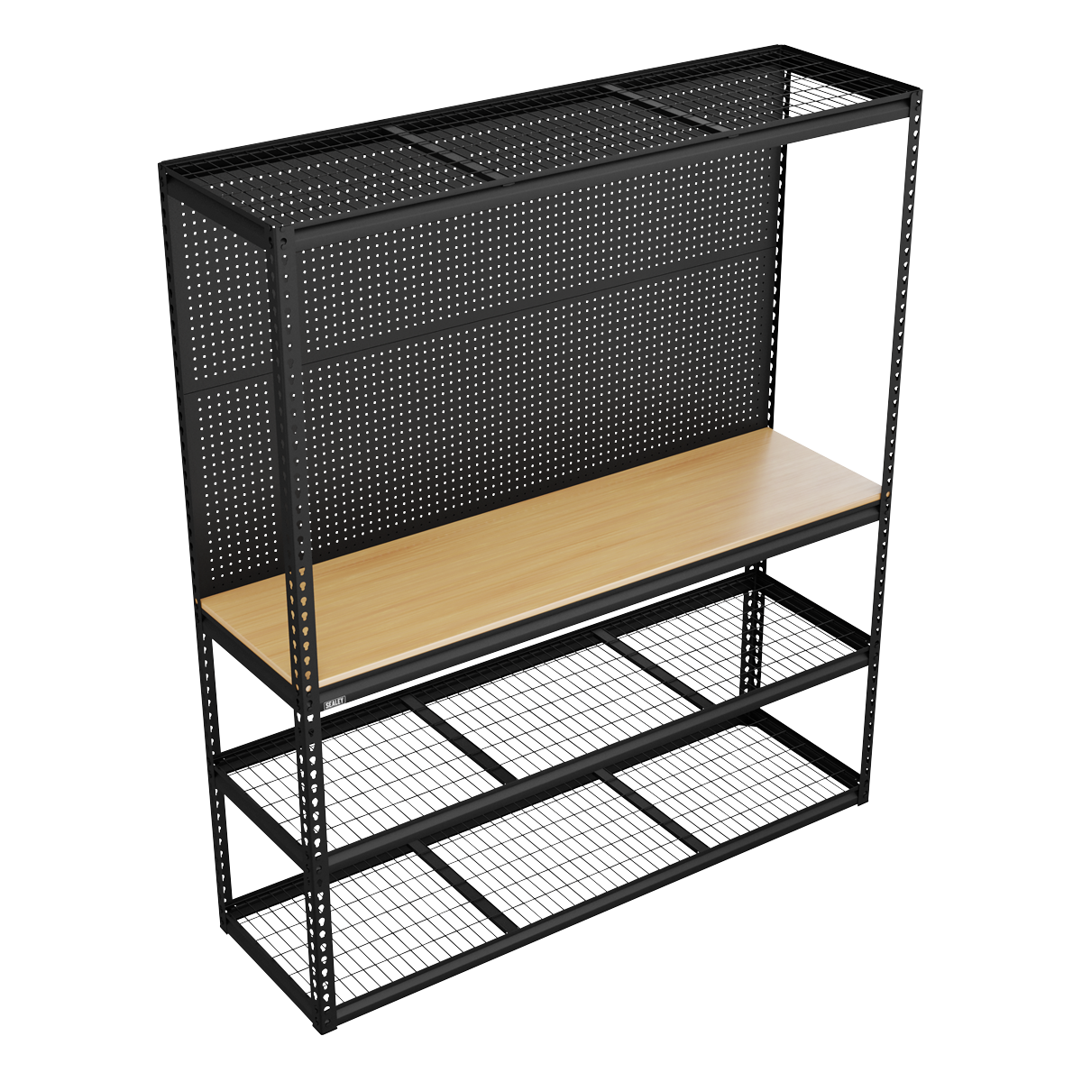 Heavy-Duty Modular Workbench with Racking & Pegboard 1820mm 300kg Capacity Per Level