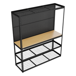 Heavy-Duty Modular Workbench with Racking & Pegboard 1820mm 300kg Capacity Per Level