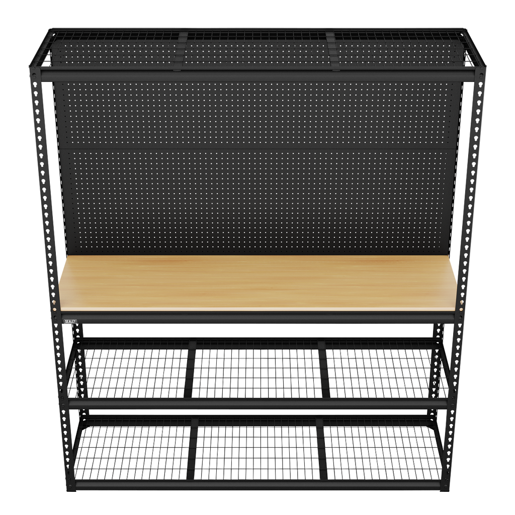 Heavy-Duty Modular Workbench with Racking & Pegboard 1820mm 300kg Capacity Per Level