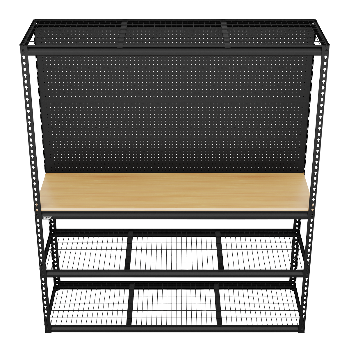 Heavy-Duty Modular Workbench with Racking & Pegboard 1820mm 300kg Capacity Per Level