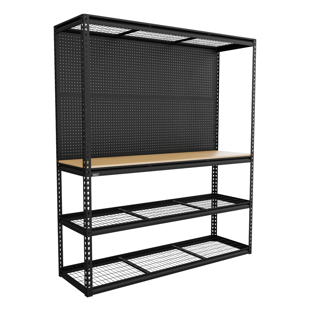 Heavy-Duty Modular Workbench with Racking & Pegboard 1820mm 300kg Capacity Per Level