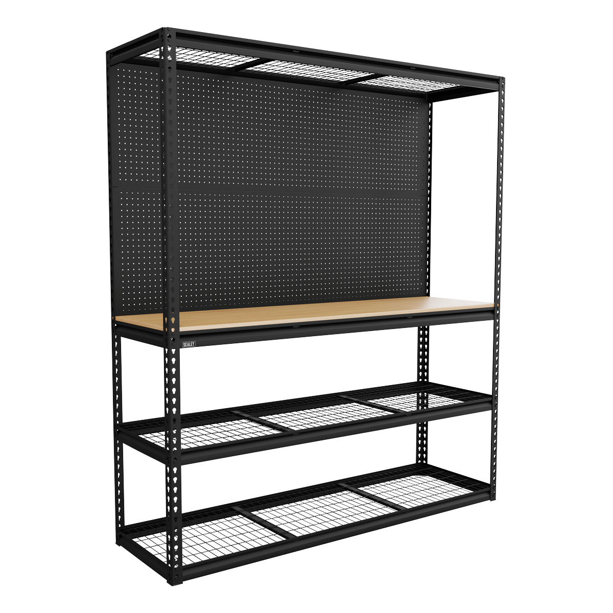 Heavy-Duty Modular Workbench with Racking & Pegboard 1820mm 300kg Capacity Per Level