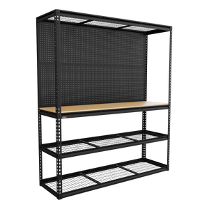 Heavy-Duty Modular Workbench with Racking & Pegboard 1820mm 300kg Capacity Per Level