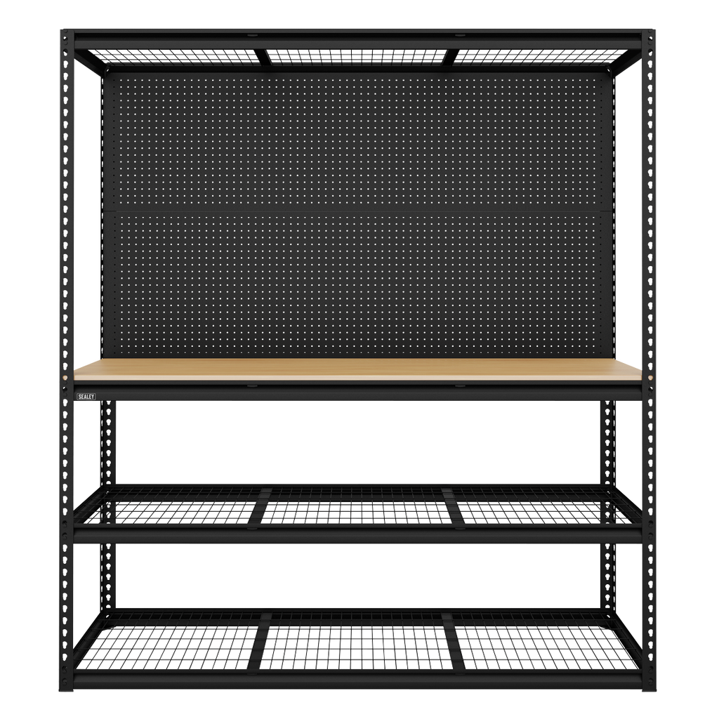 Heavy-Duty Modular Workbench with Racking & Pegboard 1820mm 300kg Capacity Per Level