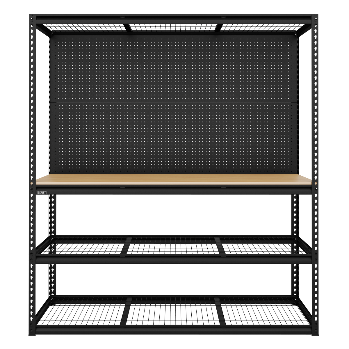 Heavy-Duty Modular Workbench with Racking & Pegboard 1820mm 300kg Capacity Per Level