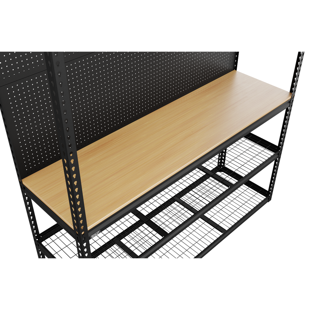Heavy-Duty Modular Workbench with Racking & Pegboard 1820mm 300kg Capacity Per Level