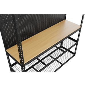Heavy-Duty Modular Workbench with Racking & Pegboard 1820mm 300kg Capacity Per Level