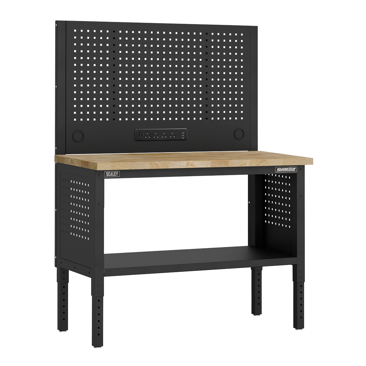 Superline PRO® Modular Workbench with Pegboard Back Panel Wo