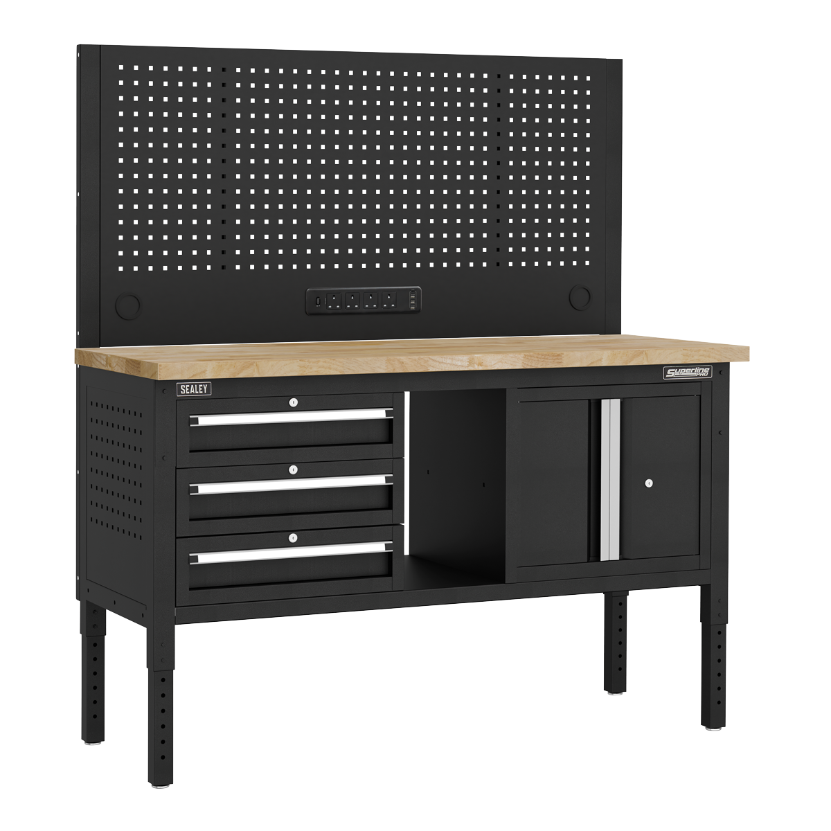 Superline PRO® Modular Workbench with 3 Drawers & Cupboard W