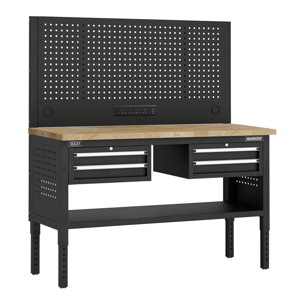 Superline PRO® Modular Workbench with 4 Drawers Wooden Workt