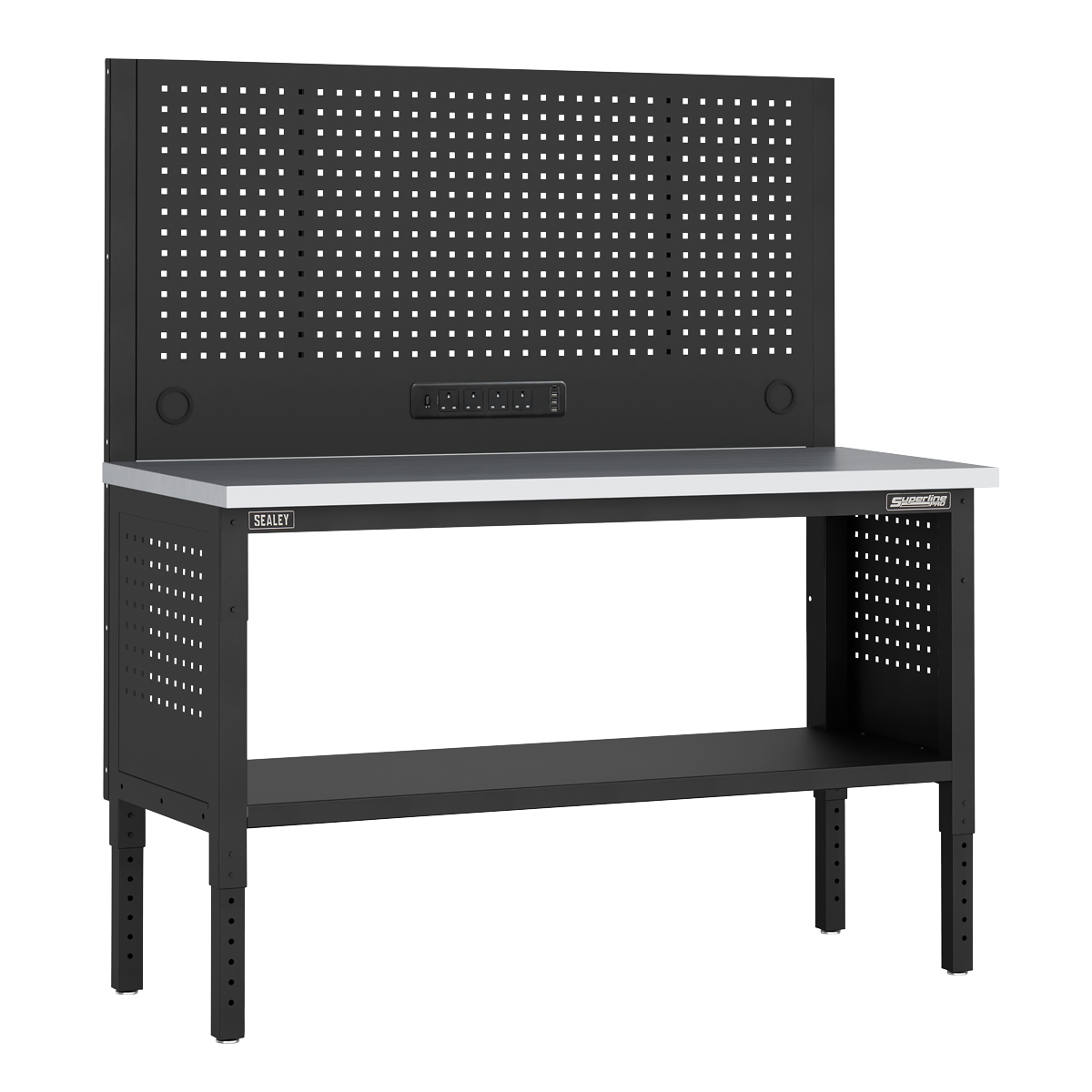 Superline PRO® Modular Workbench with Pegboard Back Panel St