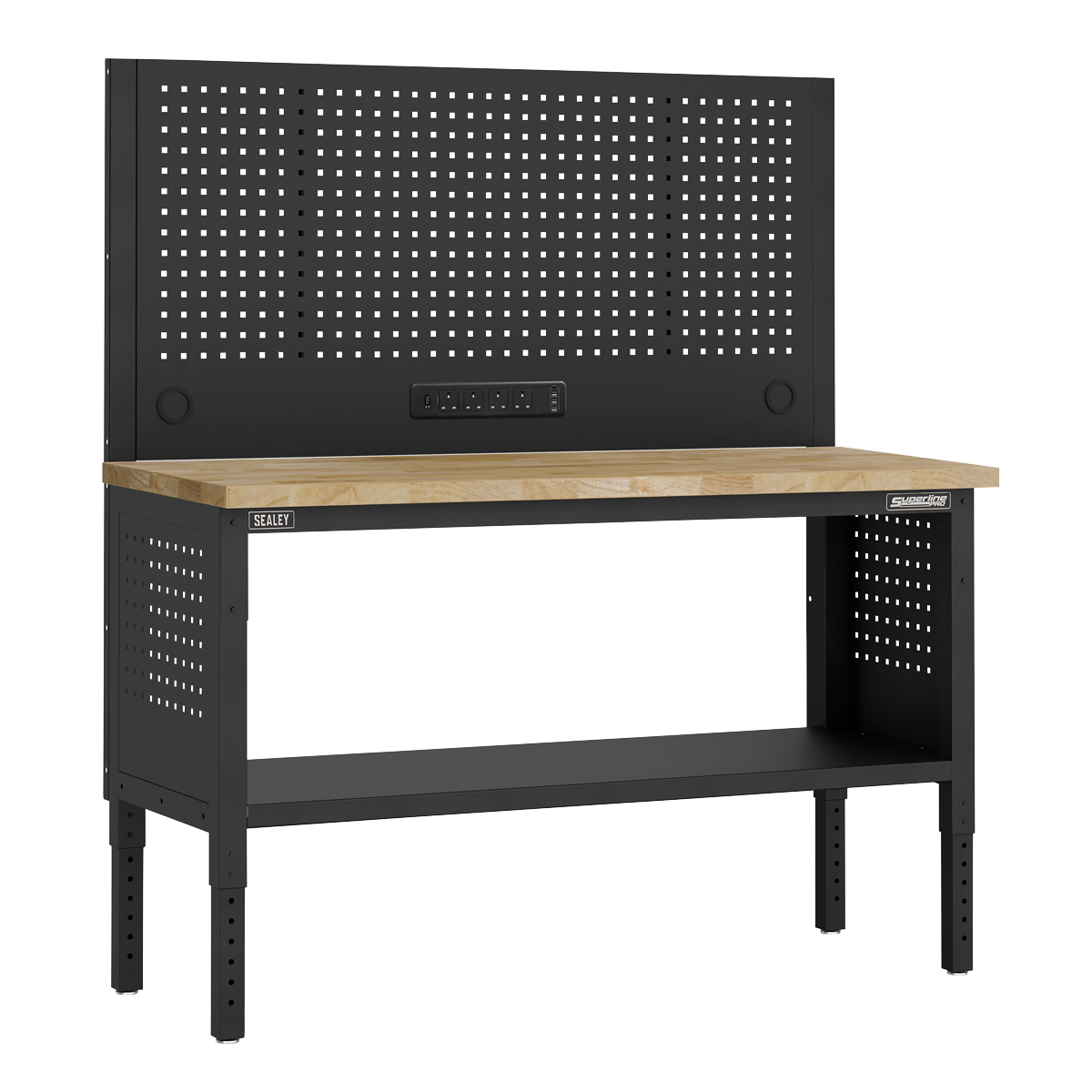 Superline PRO® Modular Workbench with Pegboard Back Panel Wo