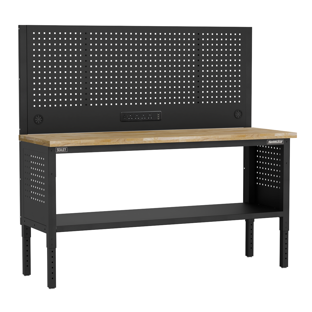 Superline PRO® Modular Workbench with Pegboard Back Panel Wo
