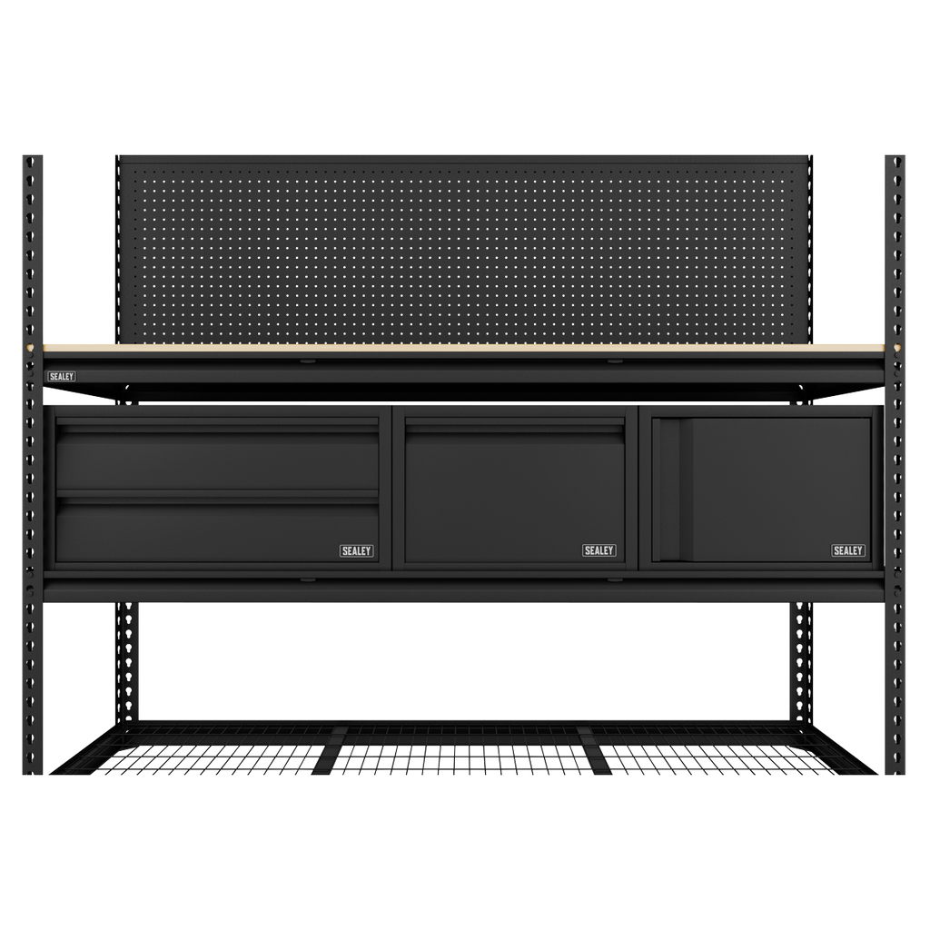 Heavy-Duty Modular Workbench & Racking Kit with 3 Storage Units