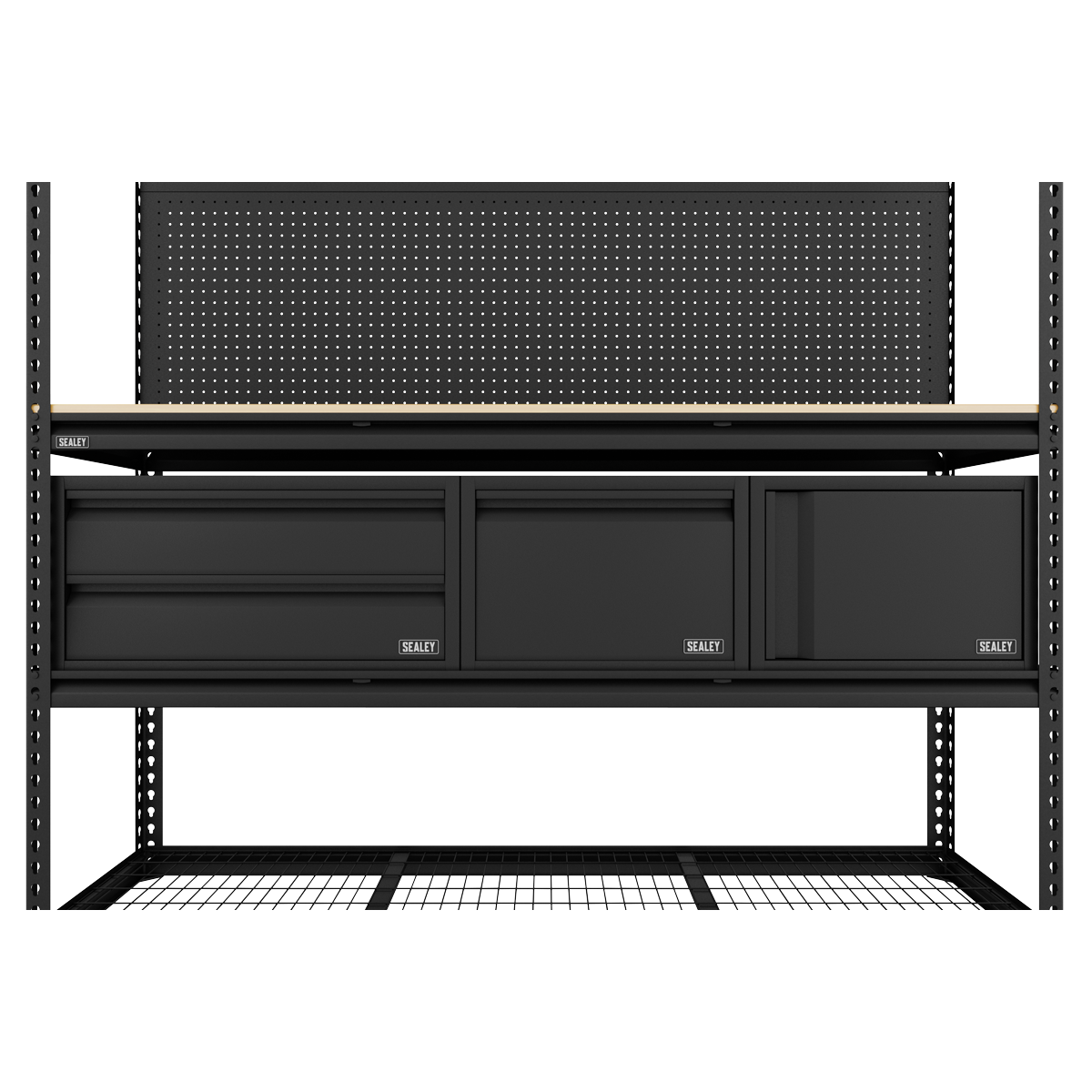 Heavy-Duty Modular Workbench & Racking Kit with 3 Storage Units