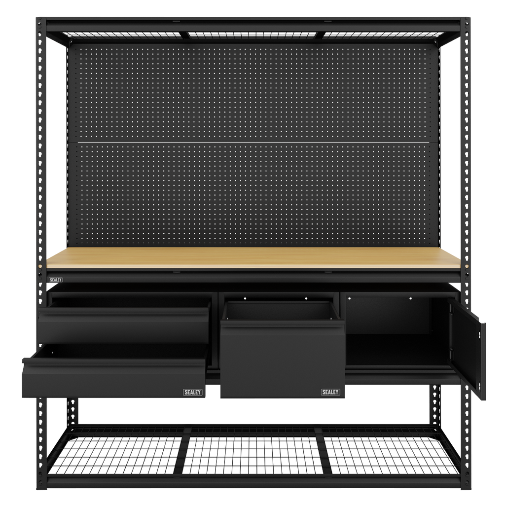 Heavy-Duty Modular Workbench & Racking Kit with 3 Storage Units