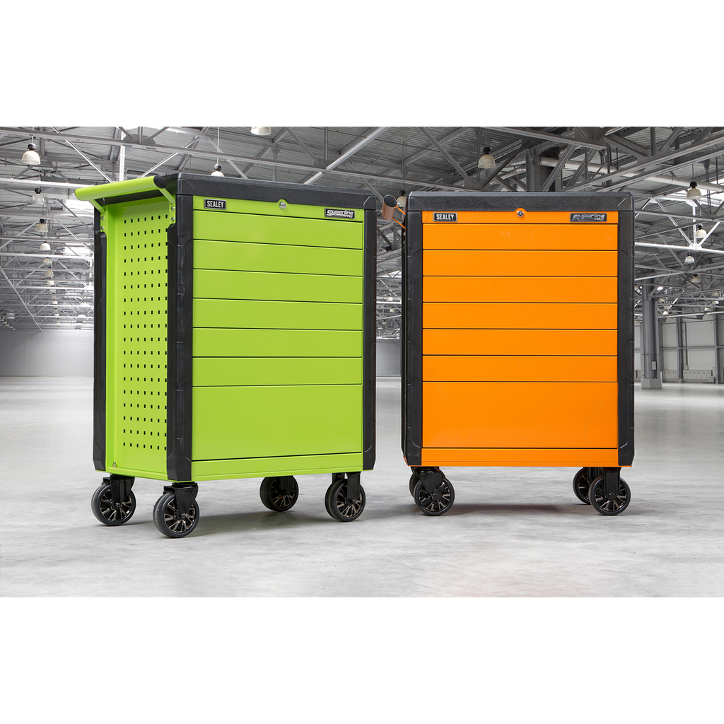 Superline PRO® Push-To-Open Rollcab 7 Drawer - Orange