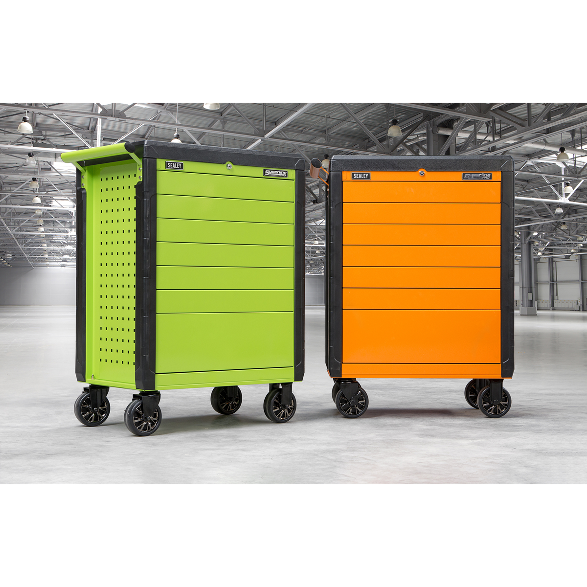 Superline PRO® Push-To-Open Rollcab 7 Drawer - Orange