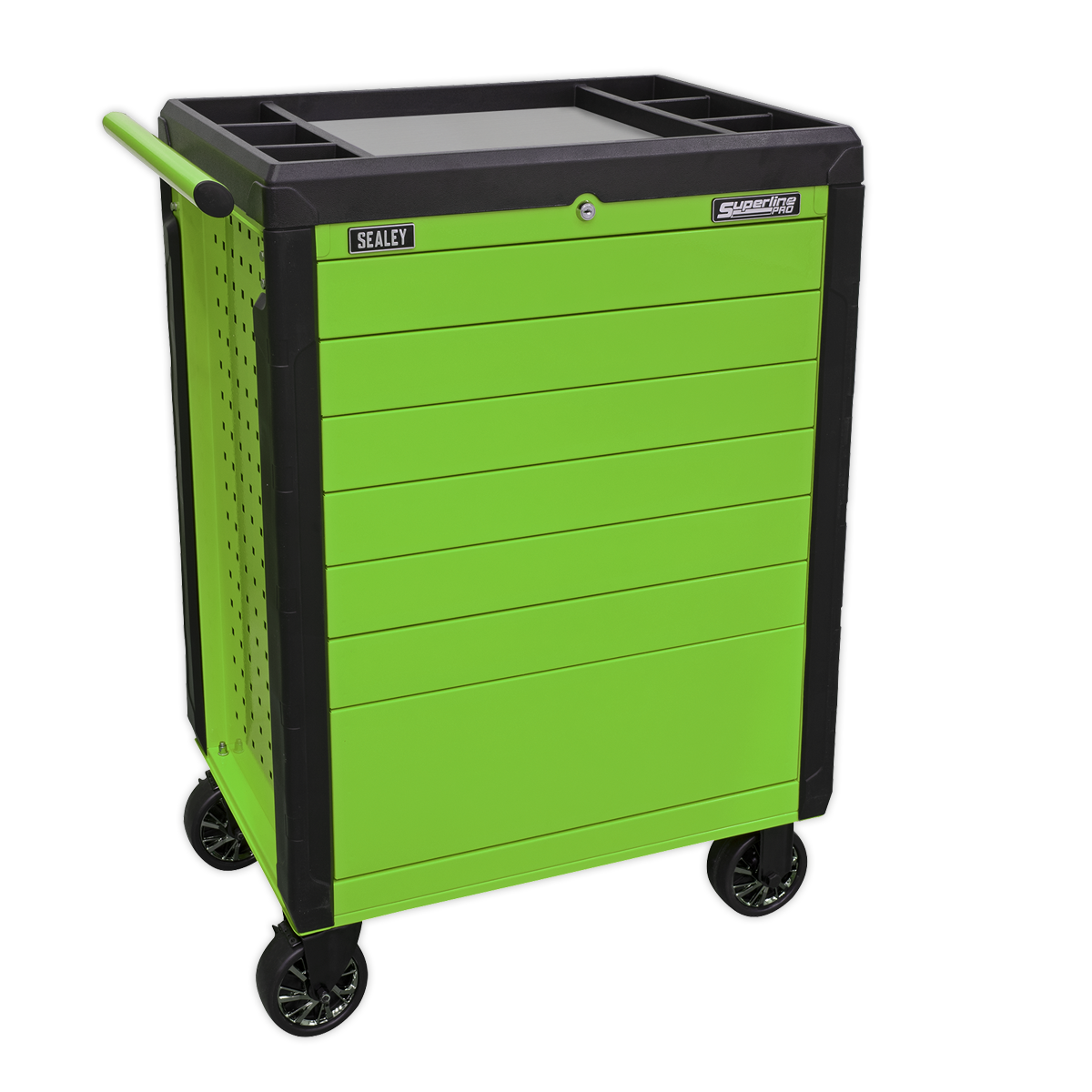 Superline PRO® Push-To-Open Rollcab 7 Drawer - Green