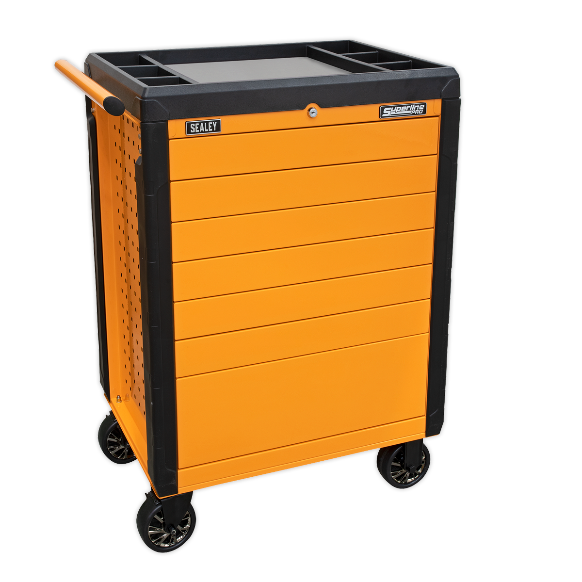 Superline PRO® Push-To-Open Rollcab 7 Drawer - Orange