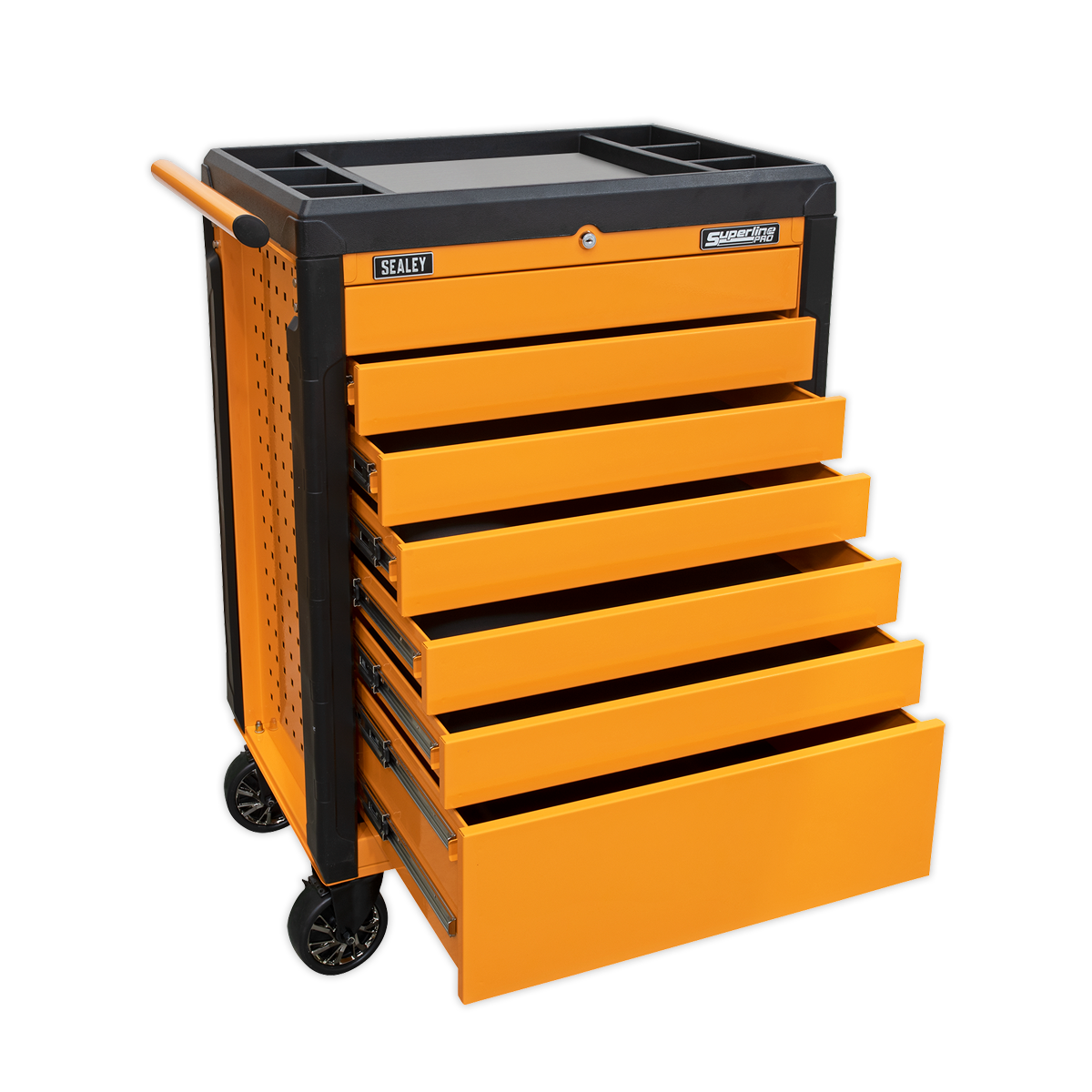 Superline PRO® Push-To-Open Rollcab 7 Drawer - Orange