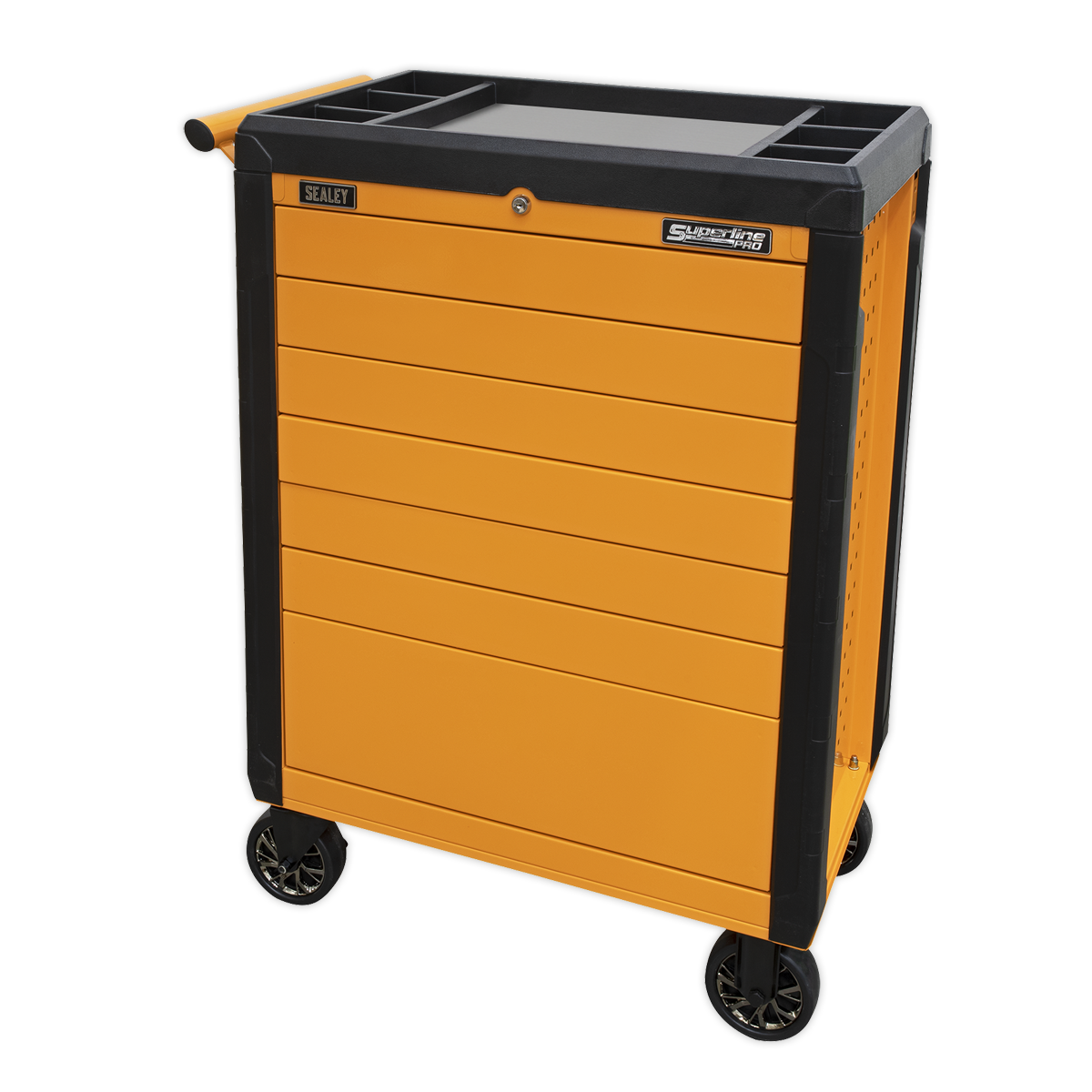 Superline PRO® Push-To-Open Rollcab 7 Drawer - Orange