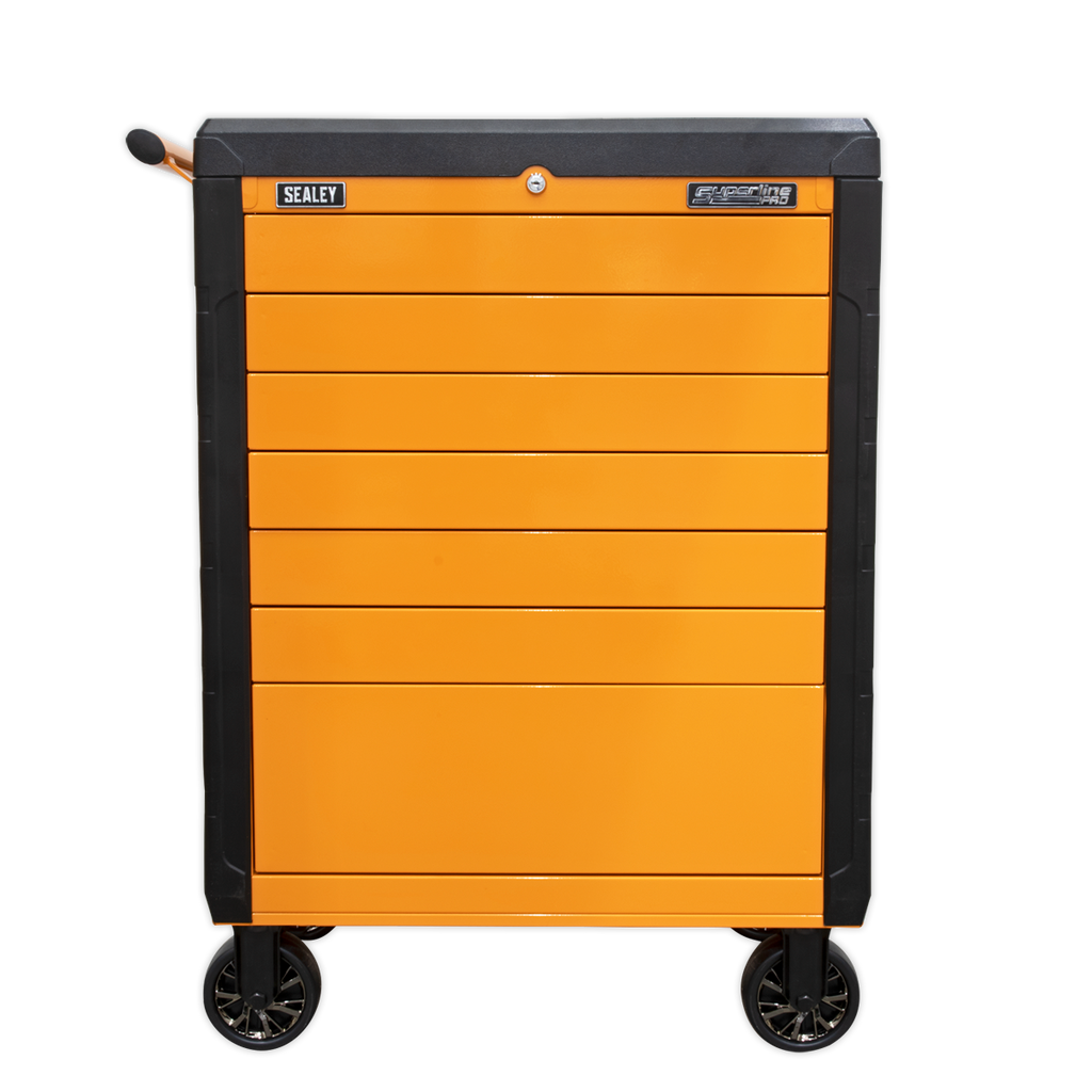Superline PRO® Push-To-Open Rollcab 7 Drawer - Orange