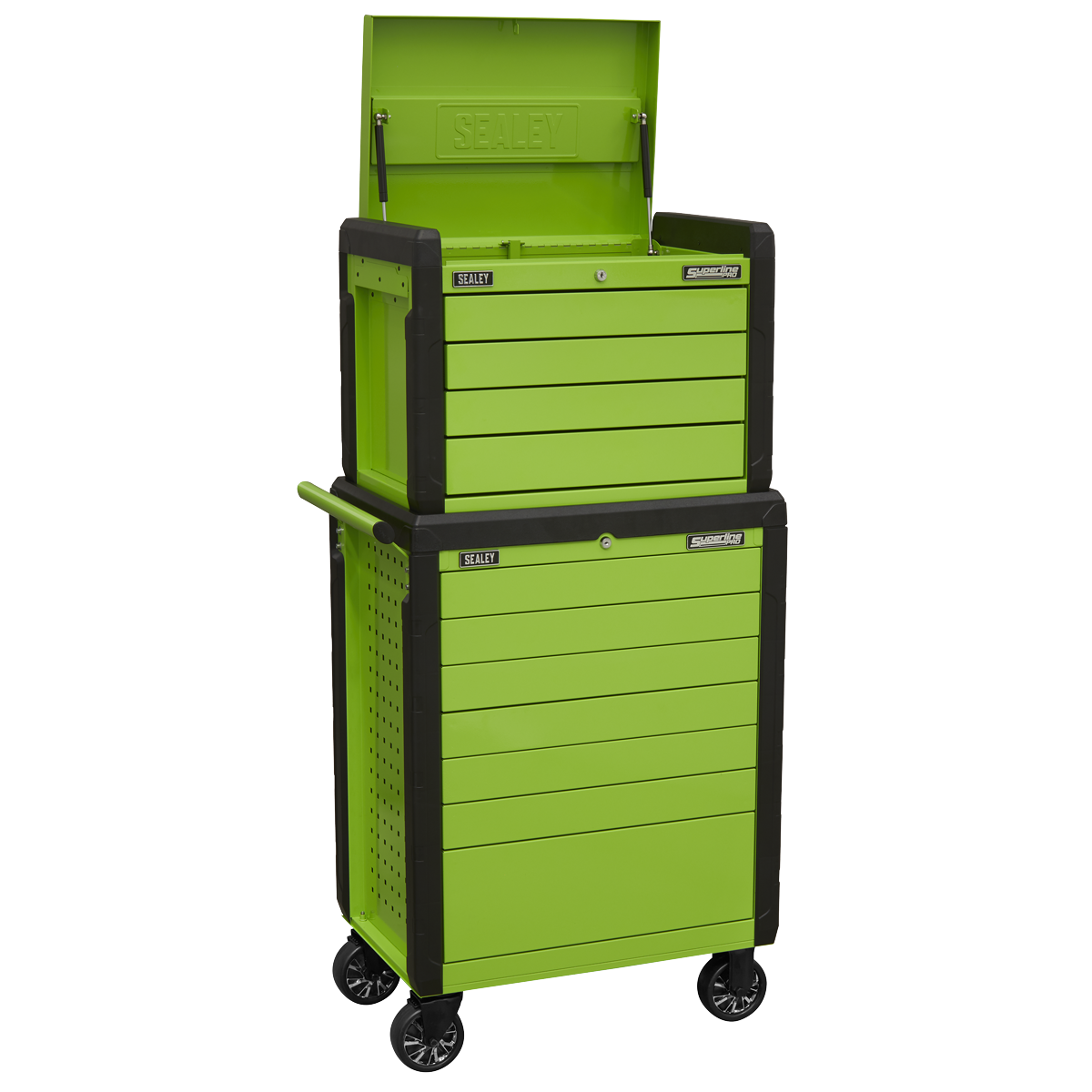 Superline PRO® Push-To-Open Topchest & Rollcab Combination 11 Drawer - Green