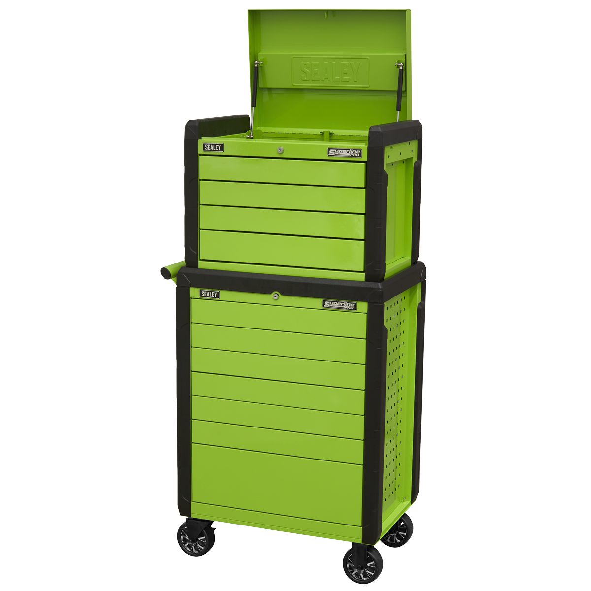 Superline PRO® Push-To-Open Topchest & Rollcab Combination 11 Drawer - Green
