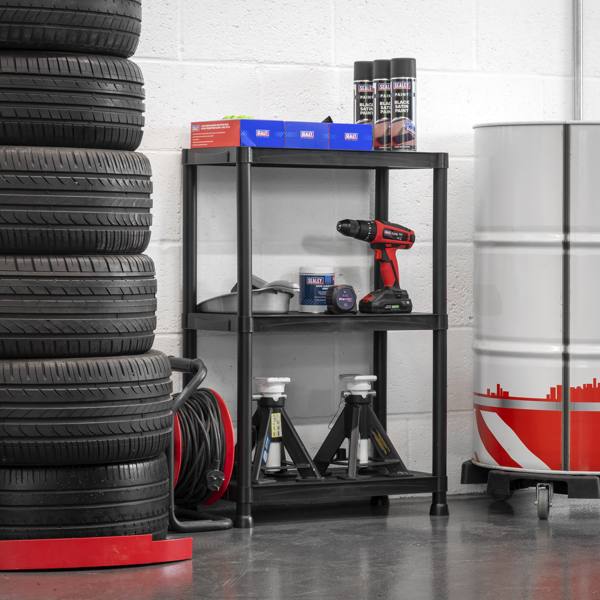 Plastic Racking Unit with 3 Shelves 25kg Capacity Per Level