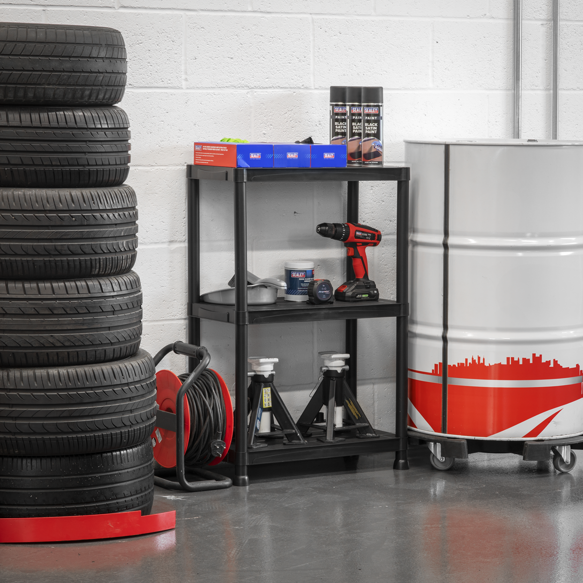 Plastic Racking Unit with 3 Shelves 25kg Capacity Per Level