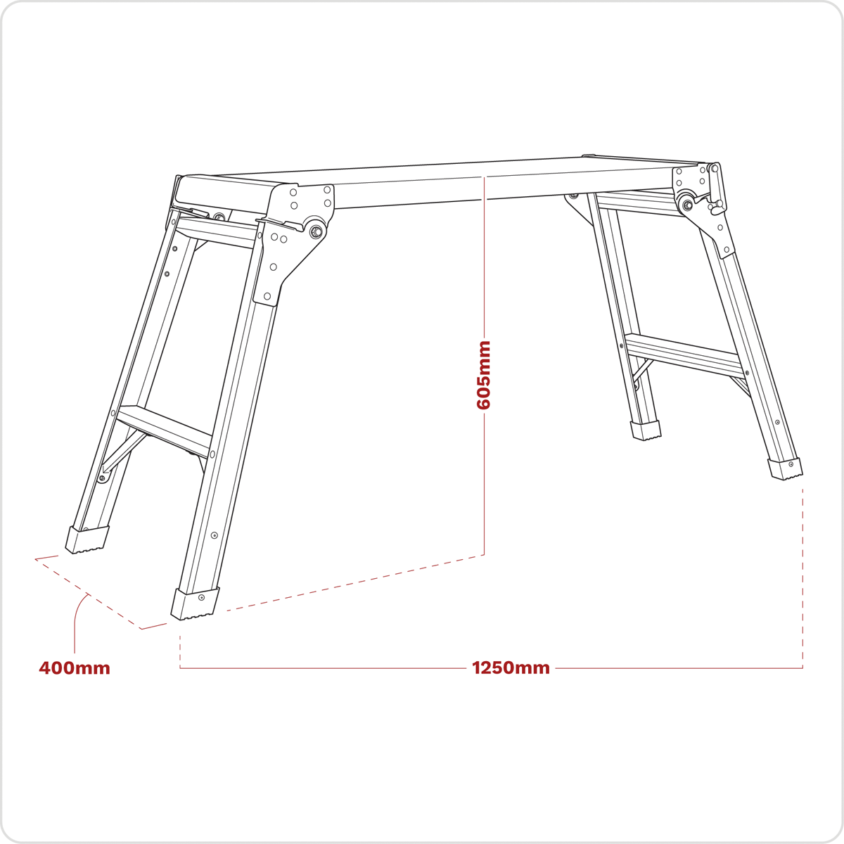 Folding Platform 2-Tread Aluminium - EN 131-4